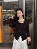 [Hengjia QZL] Cardigan de manga comprida com design de malha, camiseta casual de algodão romano tencel, confortável e respirável
