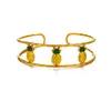 Pulsera de Acero de Titanio con Goteo de Aceite y Oro de 18K, Estilo Océano de Esmalte de Alta Gama, Diseño de Estrella de Mar y Palmera, Brazalete Abierto de Acero Inoxidable de Lujo Ligero