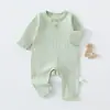 Mameluco de algodón puro para bebé, colección primavera y otoño, mameluco sin costuras de manga larga, mameluco de algodón 95% para recién nacido, pijama de capa base unisex para bebé