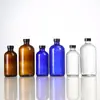 Botella de aceite azul Spot 250 ml Botella de vidrio para jabón en spray de té, medicina 250 ml Botella Boston transparente