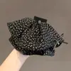 Pinza para Cola de Caballo con Estampado de Leopardo Retro Coreano Pinza para el Cabello Estilo Dulce y Fresco Lazo Pinza de Tiburón con Pedrería