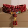 Colección Original de Pulseras de Doble Círculo de Cinabrio Mineral, Cuentas de Jade Arena Dorada Morada de Alto Contenido, Amuleto de la Fortuna, Joyería de Pulsera para Hombres y Mujeres, Venta al por Mayor de Regalos