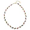 Collar Mori de cuentas arcoíris con turmalina natural y dopamina colorida para mujer, tejido de alta gama y combinable.