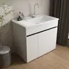 Fregadero de lavandería para balcón de acero inoxidable con tabla de lavar, fregadero de lavandería independiente, mueble compañero para lavadora, mueble de baño, de pie