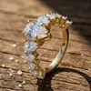 Anillo de Plata de Ley S925 con Corona Europea Full Moissanita para Mujer, Lujo Ligero, Nicho, Moda, Forma de Gota de Agua, Anillo Apilable, Anillo de Boda