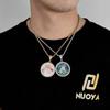 Europeu e Americano hip hop pequeno rodada Foto pingente Maré marca DIY criativo photo frame zircão pingente colar dos homens atacado