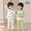 Conjunto de Ropa de Otoño para Niños y Niñas, Pijama de Algodón Puro, Separados de Ropa Interior de Manga Larga para Primavera y Otoño para Bebés