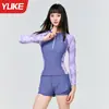 Traje de baño para mujer dividido 2025 Nuevo Protector solar Manga larga Traje conservador talla grande mm Cubre carne Traje de baño Bañador Verano