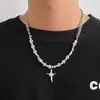 Colar Pérola Gelo Rachado Doce Cool Masculino Pedra Metálica Irregular Luz Luxo Corrente de Suor Distintiva Nicho Colar Corrente Versátil para Mulheres