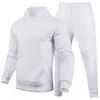 2021 outono e inverno transfronteiriço masculino e feminino lazer código europeu em branco cor sólida terno de lã solta camisola calças conjunto de duas peças