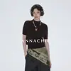 ANNA Moda Básica_Blusa de Tricô Feminina Gola Alta Curta de Manga Curta / Top Curto de Lã / Segunda Pele Suéter
