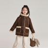 Abrigo de niña Pudding Haru de otoño e invierno de 2024, nuevo estilo coreano, chaqueta de piel para niños que combina con todo, cálida.