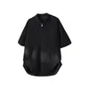 Camiseta Henley de Manga Curta com Zíper Meio (Half-Zip), Gola Henley, Tecido Pesado, Caimento Solto, Design Casual Estiloso, Cor Lisa para Homens e Mulheres