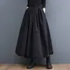 Saia Preta Feminina Hepburn Cintura Alta Saia Fofa Saia Longa menina cheinha plus size 200 Jin Saia Evasê Solta
