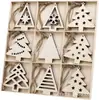 Adorno de Madera con Forma de Árbol de Navidad con Agujero, Adorno Colgante Hueco de Madera Navideño, Manualidades Navideñas DIY