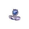 Traje de joyería transfronterizo no se decolora joyería exquisita para mujer anillo pendientes collar con incrustaciones de circón azul joyería de moda