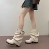 Botas Martin de tacón alto y plataforma 2026, botas de jinete que aumentan la altura, de moda para primavera y otoño, estilo retro, nuevo modelo de invierno, punta redonda plisada