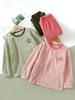 Conjunto de Pijama de Franela para Niños Estilo Coreano Holgado Niños y Niñas con Terciopelo Plus Espesado Ropa de Casa para Niños Medianos y Grandes para Mantener el Calor