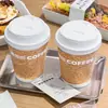 Celebridad de Internet Taza de Café con Grano de Madera Suave Taza Desechable para Té de Leche Taza de Papel con Tapa Taza de Embalaje para Bebidas Calientes Logo Impreso