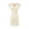 Vestido sexy y seductor de encaje con cuello en V y manga corta para mujer, nuevo estilo de verano, ajustado, elegante, vestido bodycon hueco