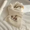 Cachecol de Lã Estilo Coreano com Urso para Mulheres no Outono e Inverno, Macio e Versátil, Cor Lisa, Quente para Estudantes, Cachecol de Lã Tricotado, Tendência