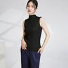 Camisetas Tops Estilo Japonês Série Miyake Pp Simples e Versátil, Roupa Feminina para Trabalho Ins Moderna Simples Sem Mangas Camisa Miyake