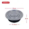 Caja de Almuerzo Desechable Caja de Embalaje de Plástico Negro Engrosado Caja de Almuerzo para Llevar Comida Rápida Tazón Redondo para Sopa con Tapa Venta al por Mayor