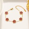 Colar Pulseira Brincos Flor de Cinco Folhas de Madrepérola Estilo Luxo Acessível Europeu e Americano para Mulheres Aço Titânio Não Desbota Joias de Alta Qualidade