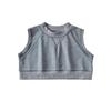 Colete feminino YPFF moderno estilo esportivo casual cor sólida curto confortável macio pequeno alto top de yoga
