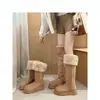 Primer Encuentro Ji Liangchuan Botas de Nieve de Caña Alta con Suela Gruesa para Mujer Otoño Invierno Cálidas Botas de Caña Alta Moda Zapatos de Algodón Engrosados con Felpa