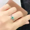 Anillo de Esmeralda Natural Plata 925 Cristal Color Transparente Fuego Súper Calidad Totalmente Dorado Piedra Principal 3x5