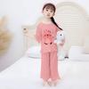 Pijamas de verano para niñas, pantalones cortos de manga corta, finos, con dibujos animados, bonitos, para niñas pequeñas, ropa de casa con aire acondicionado