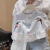 Camiseta interior de encaje para niña de primavera y otoño, top de manga larga para bebé con lazo, nueva capa interior de estilo dulce