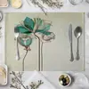 Jogo americano de mesa de jantar com estampa floral Tapete de mesa europeu Utensílios de cozinha Guardanapo de mesa ocidental Porta-copos LOGOTIPO