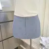 Conjunto Saia Versátil de Verão Fresco Azul Claro Listrado Estilo Coreano Saia Lápis