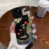 Adequado para Apple iPhone15ProMax caso de telefone 12 casal XsMax pintura a óleo graffiti flor gato preto tudo incluído