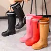 Botas de lluvia de moda, antideslizantes, de caña larga, de caña alta, para mujer, con suela gruesa, talla grande, forradas de polar, de caña media, ligeras, duraderas, hasta la rodilla, de altura media