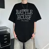Camiseta de Manga Corta con Letras de Perlas Estilo Retro Americano 2025 para Hombres y Mujeres Verano Pareja Tendencia Nacional High Street Holgada de Media Manga