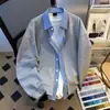 Sudadera Cardigan Chaqueta Falsa de Dos Piezas Estilo Americano para Hombre Otoño Cleanfit Cuadros Patchwork Pareja Casual Top Moderno