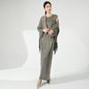 Conjunto de Saia Qianjin Feminino de Moda de Alta Qualidade, Conjunto de Duas Peças com Vestido Xale de Franjas e um Conjunto Completo de Roupas Elegantes