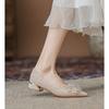 Zapatos de Moda 2025 Nuevo Verano Poco Profundos Franceses Puntiagudos Tacón Grueso Versátiles Vestido de Dama de Honor Elegantes Zapatos de Mujer
