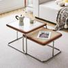 Mesa de Centro Vintage para Sala de Estar, Juego de Mesas Pequeñas para Té para el Hogar, Lujo Ligero Moderno Tendencia Ratán Simple Acero Inoxidable Ins