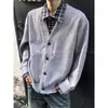 Cardigan High Street Suéter Tricô Masculino Outono e Inverno Costura Falso Duas Peças Marca Tendência Versátil Solto Casual Popular Top