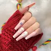 Uñas Portátiles de Navidad Copo de Nieve Amor Brillo Manicura Uñas Postizas Cortas Almendra Mariposa Uñas Largas Europeas y Americanas Venta al por Mayor