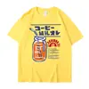 Nueva camiseta informal de verano europea y americana con estampado de bebidas japonesas y refrescos para hombre y mujer, cuello redondo, holgada, manga corta, top para pareja