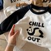 Camisetas Infantis de Algodão Puro por Atacado Desenho Animado Manga Longa Outono Meninos Tops Gola Redonda Roupas de Outono para Meninas Roupas Infantis para Bebês Primavera e Outono