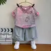 Conjunto de Verano para Niños 2026 Nueva Moda Tie-Dye Burnout Tendencia Ropa de Verano para Bebés Conjunto de Dos Piezas de Manga Corta para Niños