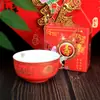 Juego de Tazones de Cerámica para Longevidad Regalo de Cumpleaños para Personas Mayores Caja de Regalo de Agradecimiento Cumpleaños Centenario Banquete de Cumpleaños para Personas Mayores Chinas Tazones de Regalo de Retorno