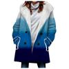 Venta caliente transfronteriza 2023 nueva gabardina para mujer invierno engrosada estilo europeo y americano color degradado abrigo con capucha al por mayor