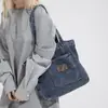 Bolsa Grande de Jeans Lavado Estilo Japonês Tendência Moda Versátil Casual Bolsa de Ombro Sacola de Compras Bolsa de Braço